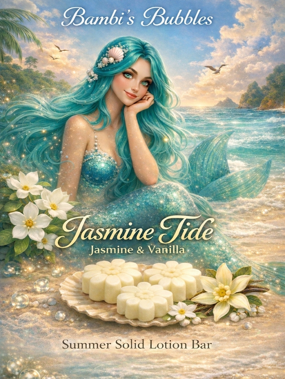 Last One! Jasmine Tide Summer Shea Butter Solid Lotion 3.5oz Bar